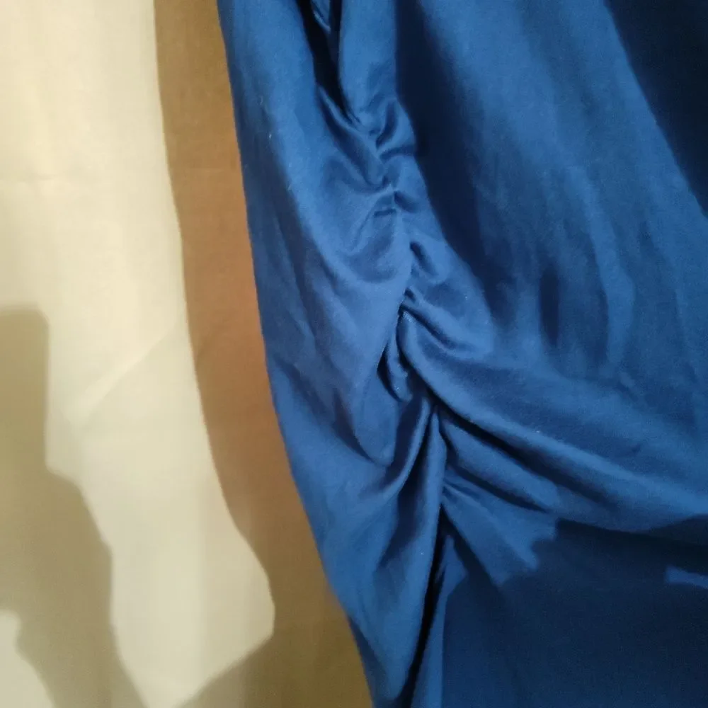 Blue Ruched Sleeveless Dress Womens Plus Size 2X